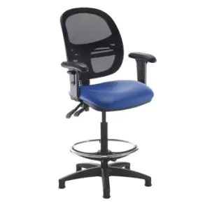 Image of Dams MTO Jota Mesh Back Draughtsmans Chair with Adjustable Arms - Nero Black Vin