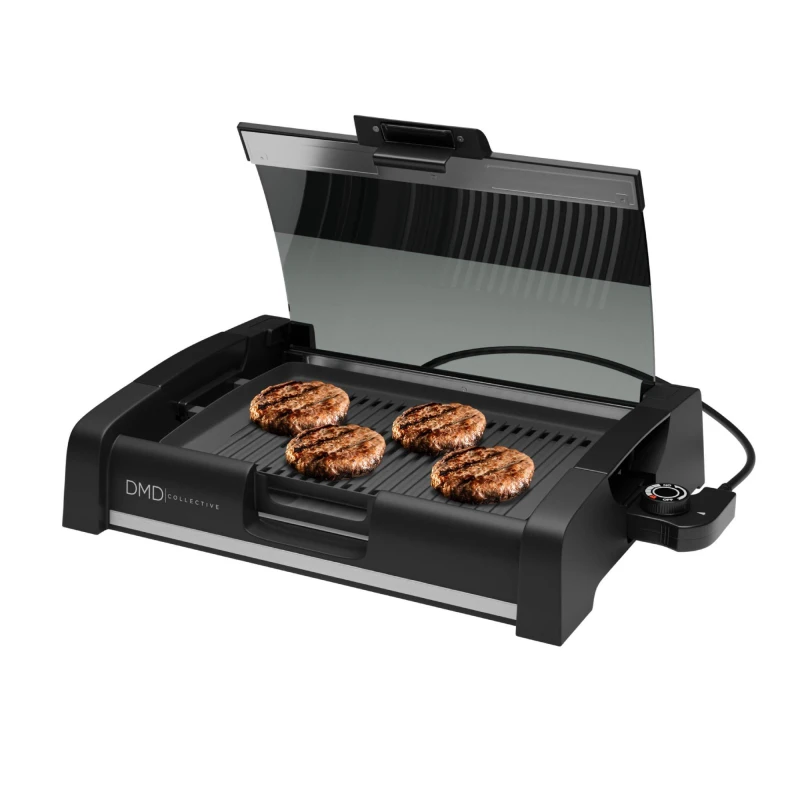 Image of DMD Collective Smokeless Electric Barbecue Grill with Glass Lid Black unisex One Size