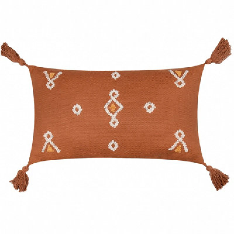 Image of Furn Furn Meare Embroidered 100% Cotton Cushion in Burnt Orange Size: 30cm x 50cm Burnt Orange 30cm x 50cm Unisex 5025532821928