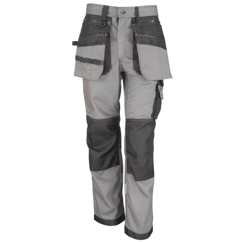 Image of Result Result Men X-Over Holster Pocket Work Trousers in Grey Size: 34R Grey 34R Male 5063527607898