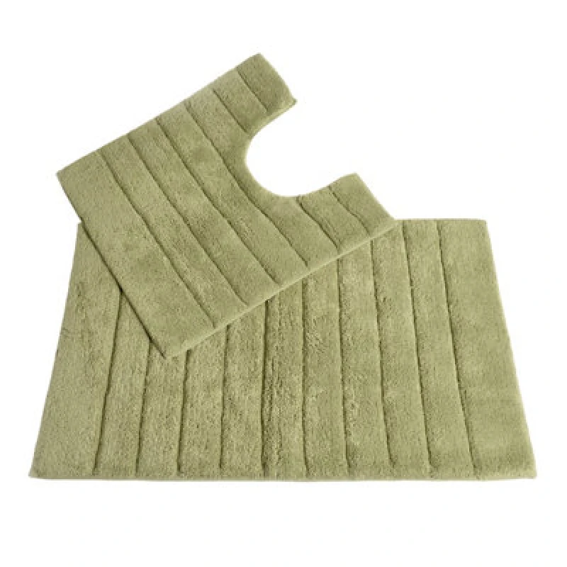 Image of Allure Bath Fashions Ribbed Two Piece Bath Mat & Toilet Mat Set - Sage Green