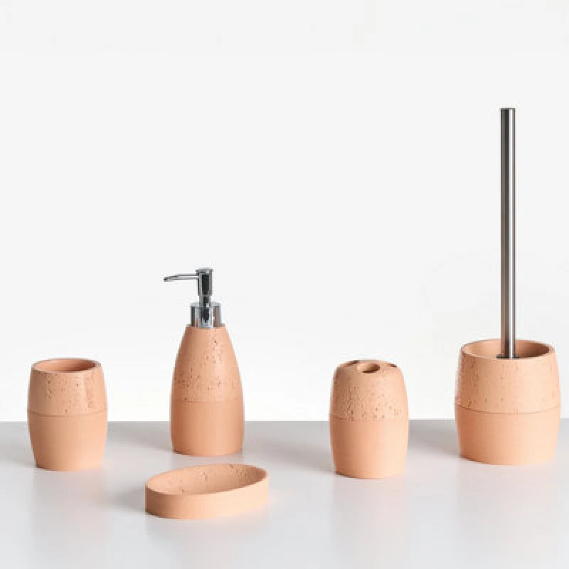 Image of Beliani 5 Piece Bathroom Accessories Set Yarapa Orange