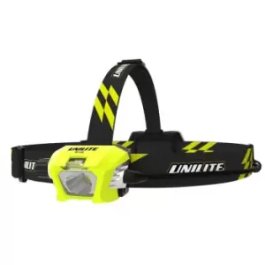 Image of Cree LED Rechargeable 1100Lm Head torch with battery pack - 2x 3.7v batteries included - n/a - Unilite