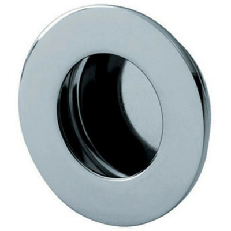 Image of Loops Circular Low Profile Recessed Flush Pull 50mm Diameter Bright Stainless Steel Metallics unisex
