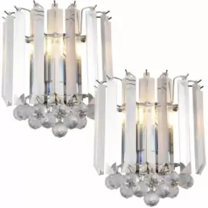 Image of 2 PACK Unique Dimmable Wall Light Chrome Clear Acrylic Elegant Chandelier Lamp