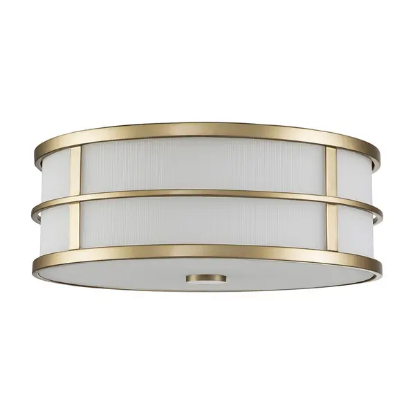 Image of Feiss Fusion 3 Light Glass Flush Light - Natural Brass