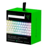 Image of Razer PBT Doubleshot Keycaps and Coiled Cable Upgrade Set - Mercury White - US/UK