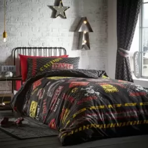 Image of Boys Double Duvet Cover Set 'Toxic' Glow In The Dark Reversible Bedding Set