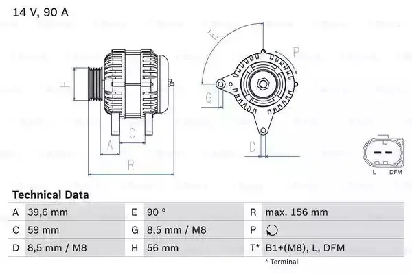 Image of Bosch Generator Alternator charge current: 90A 0 986 041 500 Alternator VW,AUDI,SKODA,Golf IV Schragheck (1J1),POLO (9N_)