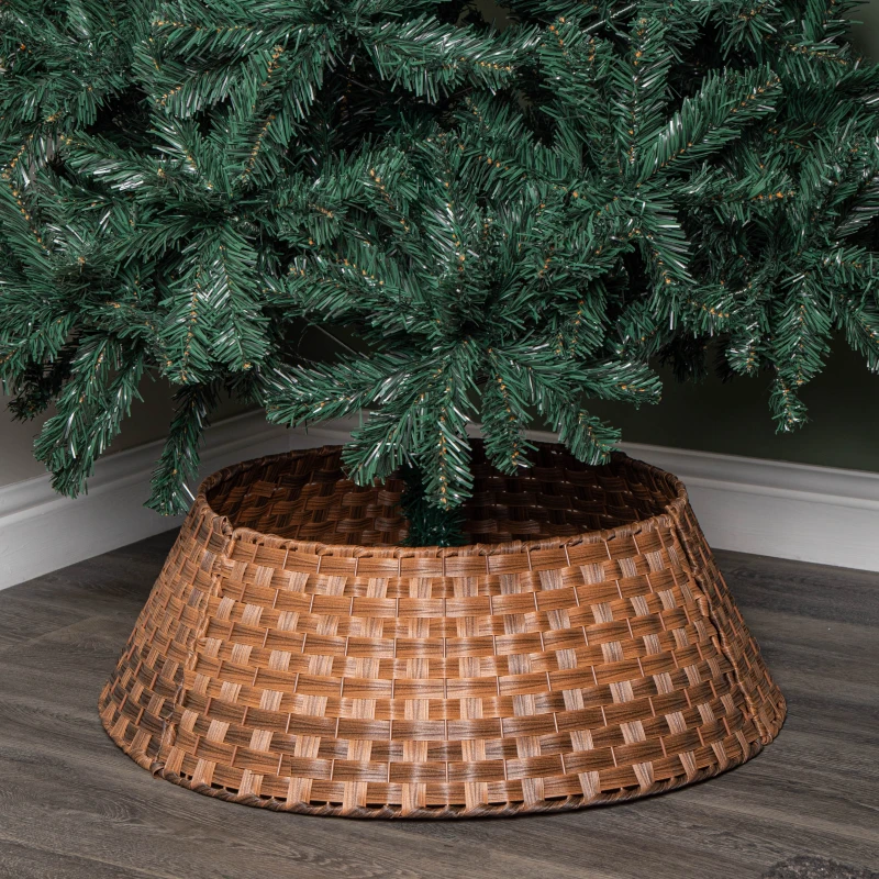 Image of 48/70cm Samuel Alexander Large KD Plastic Wicker Rattan Woven Christmas Tree Skirt in Brown