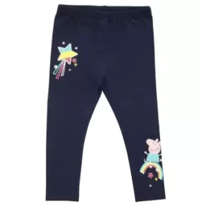Image of Peppa Pig Girls Rainbow Leggings (2-3 Years) (Navy)