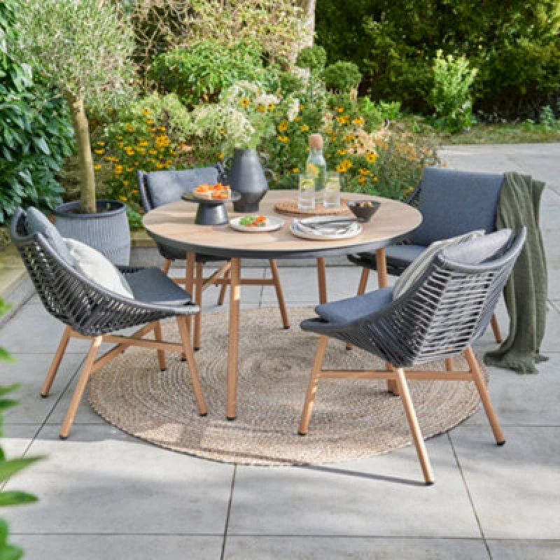 Image of Norfolk Leisure Lifestyle Keswick Four Seater Dining Set with Cushions Dark Grey