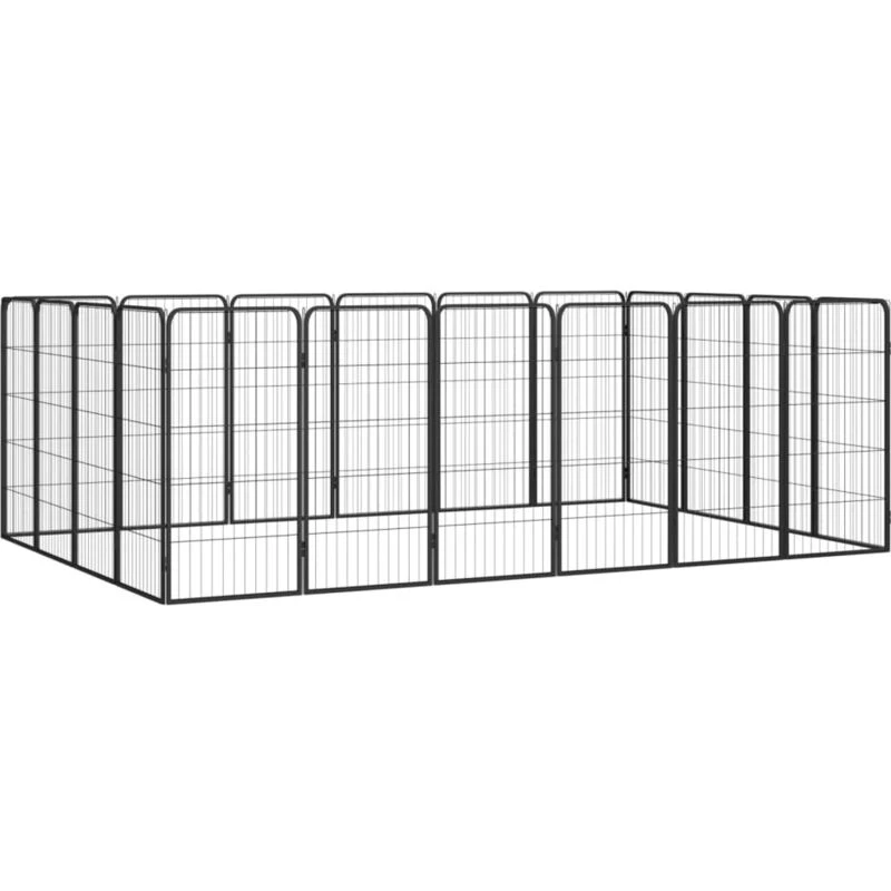 Image of VIDAXL 20-Panel Dog Playpen Black 50x100cm Powder-coated Steel Vidaxl 8720287158943