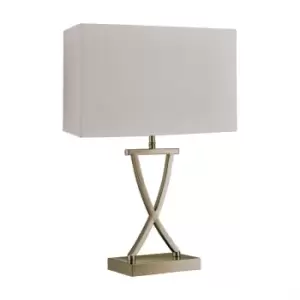 Image of Club 1 Light Table Lamp Antique Brass, Cream Shade, E14