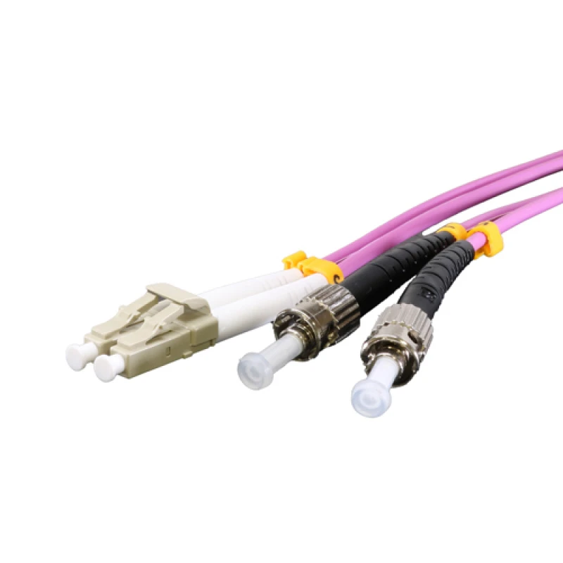 Image of Cablenet 5m OM3 50/125 LC-ST Duplex Violet LSOH Fibre Patch Lead
