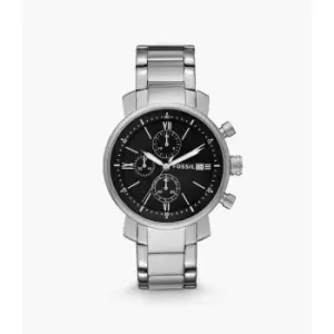 Image of Fossil Mens Rhett Chronograph Stainless Steel Watch - Silver