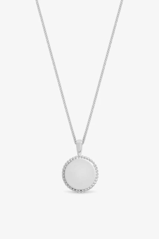 Image of Jon Richard Womens Sterling Silver 925 Polished Beaded Edge Round Pendant Silver Female One Size