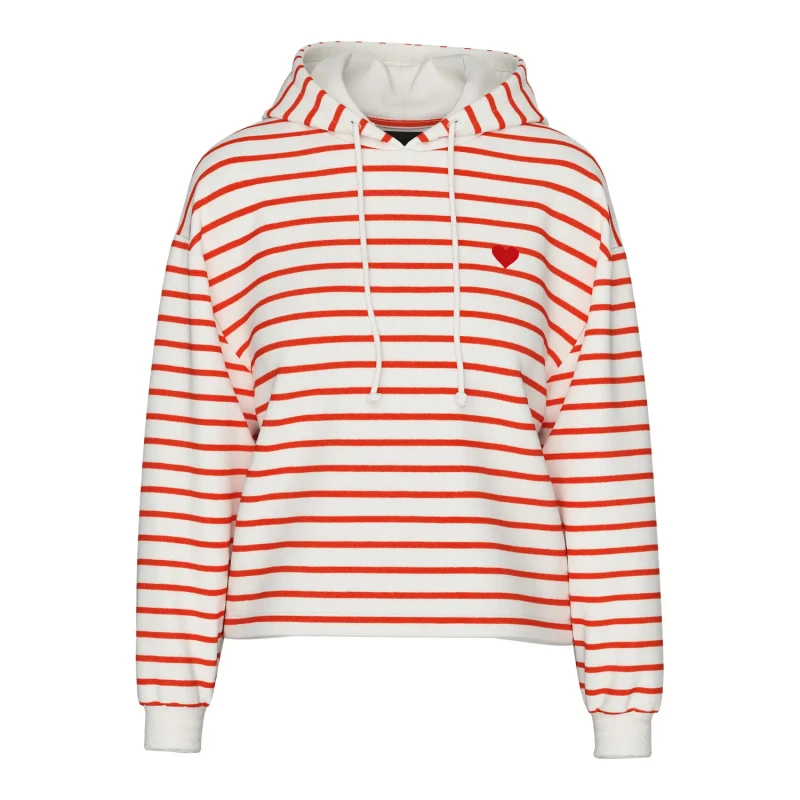 Image of Pieces Womens hooded sweatshirt Pieces Chilli Stripes Blanc Female M
