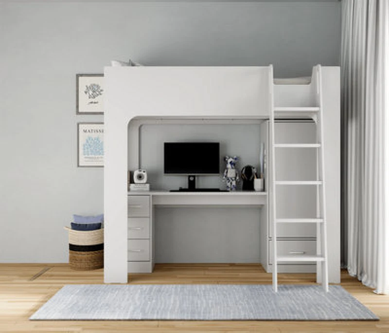 Image of Flintshire Eden Grey Wooden High Sleeper Bed - 3ft Single