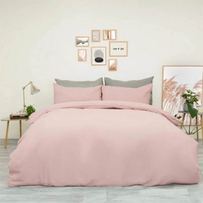 Image of OHS OHS Plain Dyed Duvet Cover Cover with Pillowcase Set in Light Pink Size: Double Light Pink Double Unisex 5027434119745
