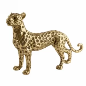 Image of Gold Standing Resin Leopard 21cm
