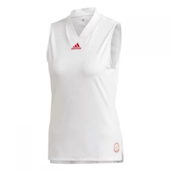 Image of adidas Tennis Match Tank Top Engineered female - White / Scarlet