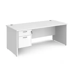 Image of Office Desk Rectangular Desk 1800mm With Pedestal White Top And Panel End Leg 800mm Depth Maestro 25 MP18P2WH