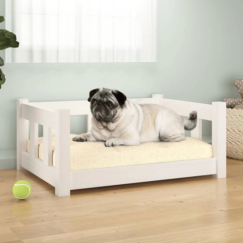 Image of VIDAXL Dog Bed White 65.5x50.5x28cm Solid Wood Pine vidaXL 8720287067795