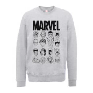 Image of Marvel Multi Heads Mens Grey Sweatshirt - S - Grey