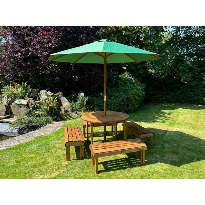 Image of Charles Taylor Eight Seater Garden Furniture Round Table Set - L230xW230xH80cm Green in Light Brown Light Brown Unisex