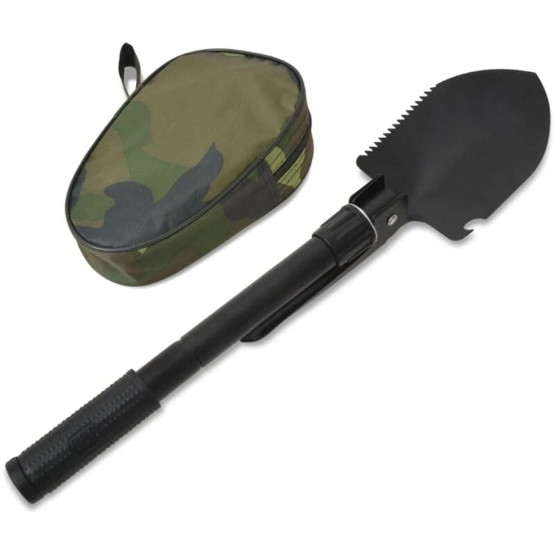 Image of vidaXL Folding Spade Shovel Pick Axe Camping Digging Tool Carbon Steel Black