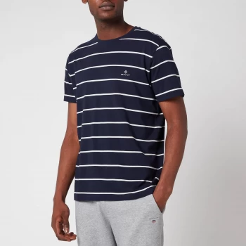 Image of GANT Mens Breton Stripe T-Shirt - Evening Blue - M
