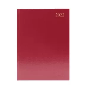 Image of Desk Diary Day Per Page Appointments A5 Burgundy 2022 KFA51ABG22