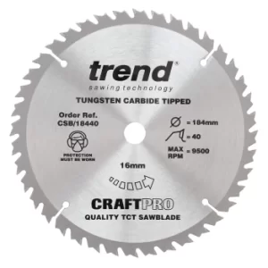 Image of Trend CRAFTPRO Wood Cutting Saw Blade 184mm 40T 16mm