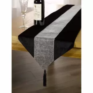 Image of Green & Sons Eclat Tassled Runner 13 X 90" - Black