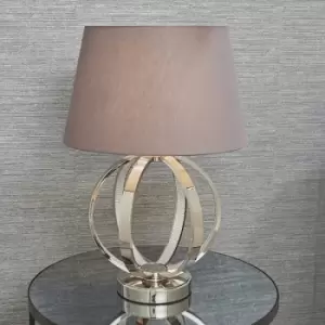 Image of Evie Table Lamp Bright Nickel Plate & Charcoal Grey Cotton 1 Light IP20 - E27