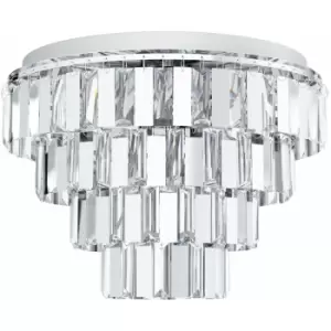 Image of Loops - Flush Ceiling Light Colour Chrome Shade Tiered Clear Crystals Bulb E14 7x40W