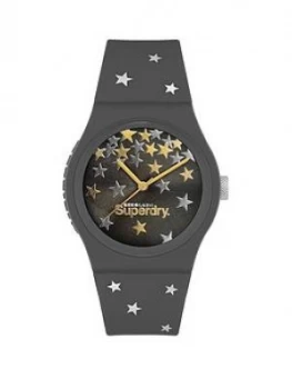 Image of Superdry Urban Star Grey Strar Printed Dial Grey Star Printed Silicone Strap Ladies Watch, One Colour, Women