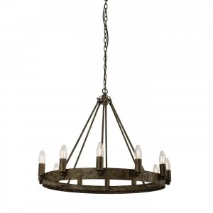 Image of 12 Light Ceiling Pendant Aged Metal, E14