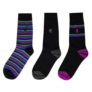 Image of Pringle Jacquard 3 Pack Socks - Black
