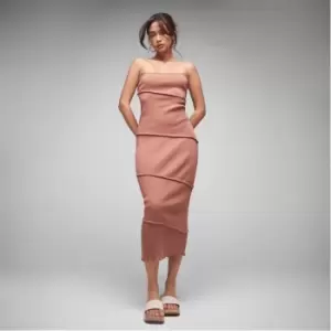 Image of Missguided Rib Exposed Seam Bandeau Midaxi Dress - Brown