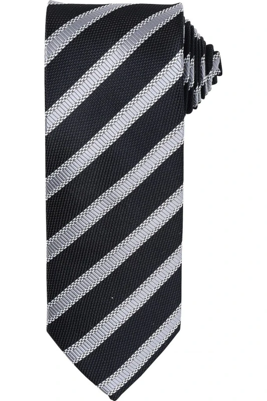 Image of Premier Premier Men Stripe Waffle Tie in Black One Size Male 5063425959877
