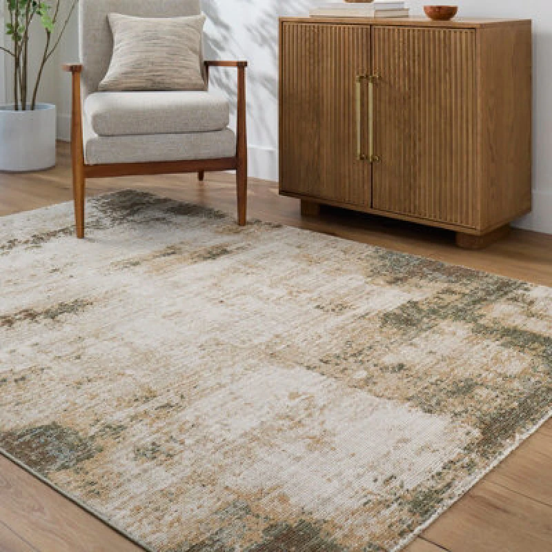 Image of Galey Alix X Livabliss Abstract Modern Marble Brown/cream Myrtle Avenue Iii Area Rug 140 X 200 Cm - Ideal For Living Room