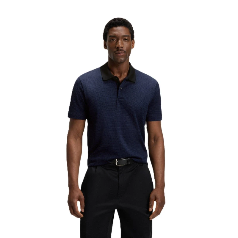 Image of Boss Mens C Parlay Short Sleeve Polo Shirt Dark Blue male S