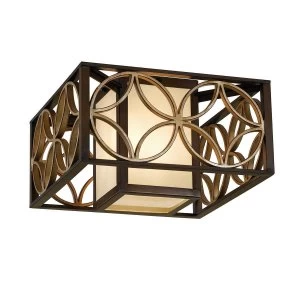 Image of 2 Light Flush Ceiling Light Gold, Bronze