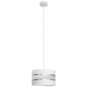 Image of Helam Lighting - Helam Helen Cylindrical Pendant Ceiling Light White, Silver 25cm
