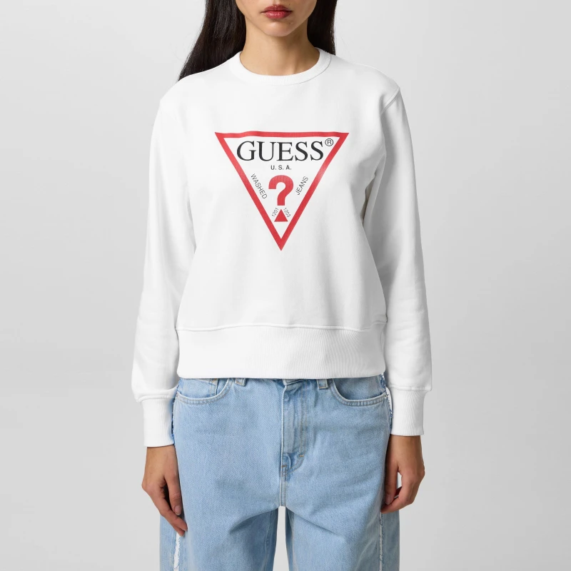 Image of Guess Cn Original Fleece Crew Neck Sweat White White female