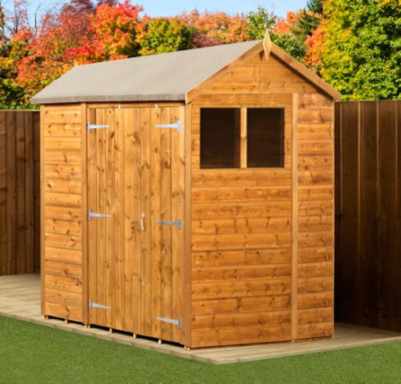 Image of Empire Sheds Empire Modular Apex 6X6 Dipped Treated Tongue And Groove Wooden Garden Shed Double Door & Windows (6' X 6' / 6ft X 6ft) (6X6)