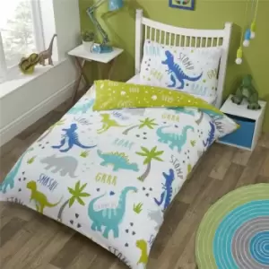 Image of Rapport - Roarsome Single Kids Duvet Cover Set Dinosaur Reversible Bedding Bed Set