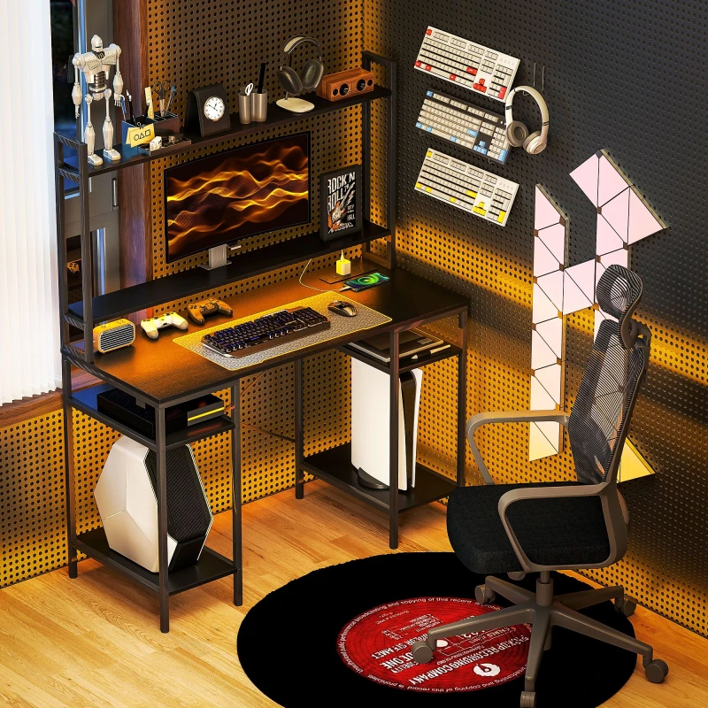 Image of HOMCOM Computer Desk Home Office Desk with Monitor Stand Brown